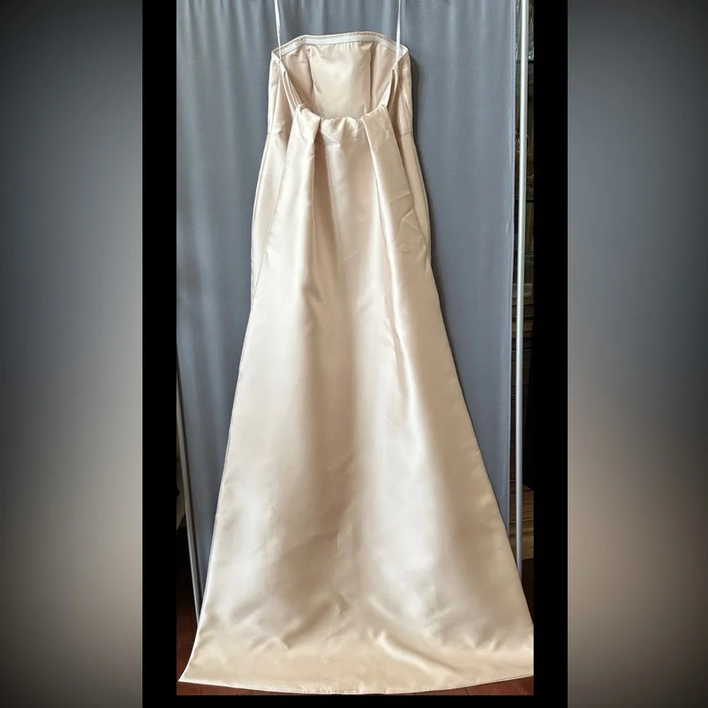 ALFRED SUNG Strapless Satin Maxi Gown in Champagne - Picture 4 of 10